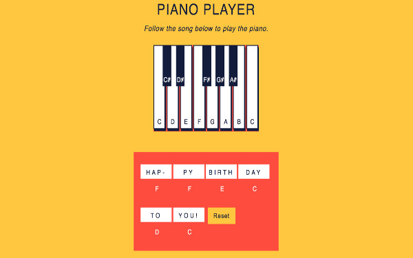 Screenshot of PianoPlayer project